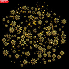 Realistic falling snowflakes isolated on transparent background