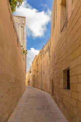 Mdina, Malta. Deserted street of the medieval city