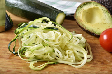 Fresh spiral cut zucchini