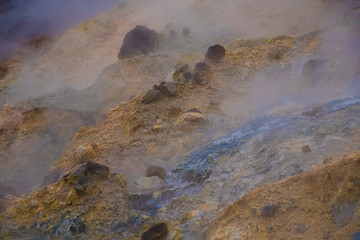 Fototapeta na wymiar Iceland's geothermal features create an eerie, other-worldly landscape
