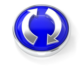 Recycling icon on glossy blue round button