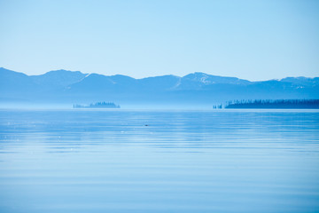 Beautiful Yellowstone Lake in Yellowstone National Park, USA
