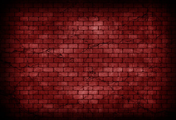 Naklejka na ściany i meble Background of old vintage crack red brick wall
