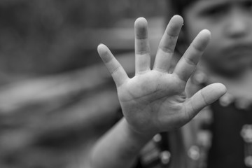 Violence, Abuse, Punishment,Child raised her hand for dissuade, campaign stop violence against...