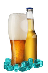 beer mug with beer on a white background