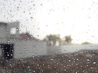 rain drops on window glass, Pattern of raindrops isolated on glasses surface,drops of water.