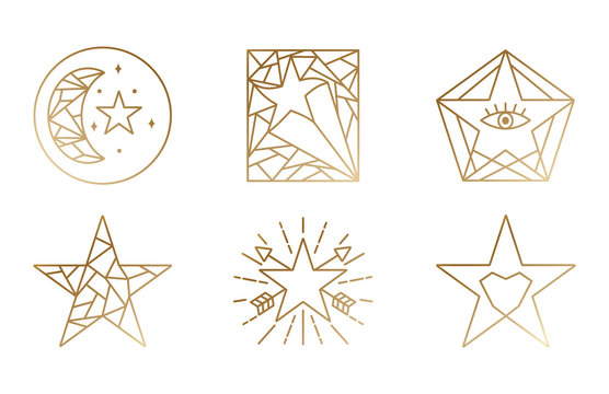 Geometric Star Logos. Business Logo Branding. Luxury Company Logos