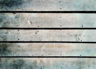 Watercolor painting grunge holiday background of old wooden planks