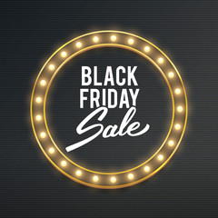 Black friday sale advertisement banner poster in retro frame, vector illustration