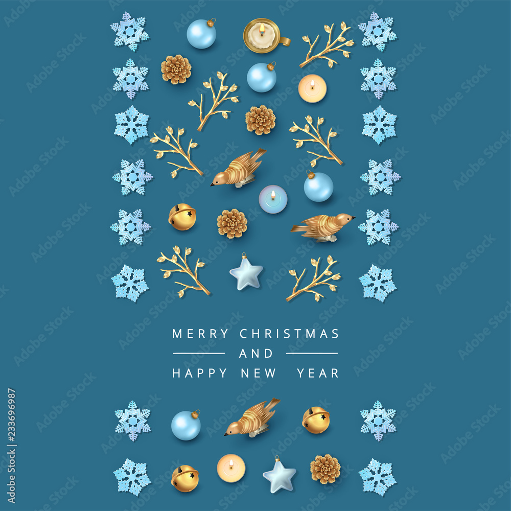 Poster christmas and new year greeting card