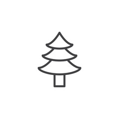 Coniferous forest outline icon. linear style sign for mobile concept and web design. Christmas tree simple line vector icon. Symbol, logo illustration. Pixel perfect vector graphics