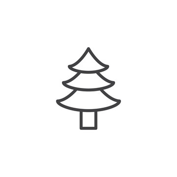Coniferous forest outline icon. linear style sign for mobile concept and web design. Christmas tree simple line vector icon. Symbol, logo illustration. Pixel perfect vector graphics