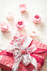Valentine's Day and mothers day concept, red gift box
