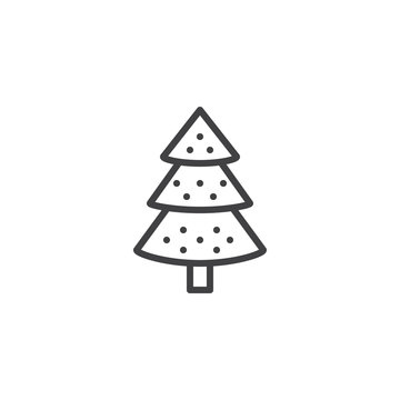 Decorated christmas tree outline icon. linear style sign for mobile concept and web design. Xmas spruce tree simple line vector icon. Symbol, logo illustration. Pixel perfect vector graphics