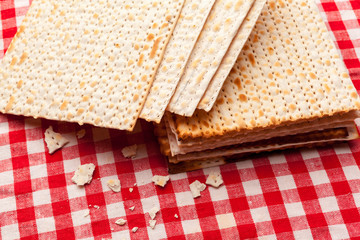 matzo flatbread for Jewish high holiday celebrations on the table