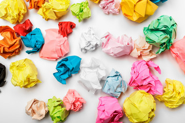 colorful crumpled paper balls