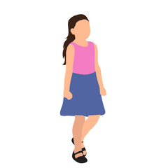 isolated, little girl, flat style, no face