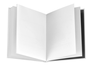 close up of a blank white book on white background