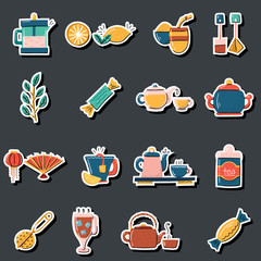 Vector cartoon tea ceremony icons