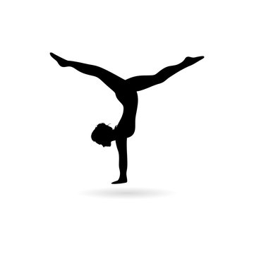 Black Silhouette of a gymnast woman icon or logo