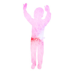 Obraz premium vector, isolated, boy child, watercolor silhouette
