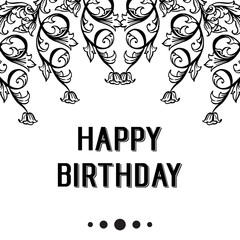 Happy birthday invitation card with floral vector illustration