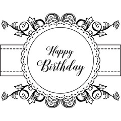 Happy birthday invitation card with floral vector illustration