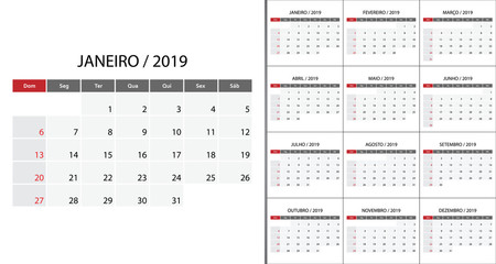 Calendar 2019 week start on Sunday.