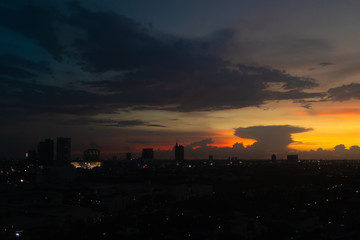 Fototapeta premium Evening sky of a city in Thailand.