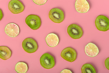 Fototapeta premium Food texture. Seamless pattern of fresh various fruits.
