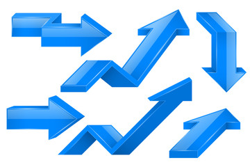 Blue arrows. 3d icons set