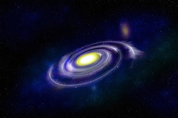 Spiral galaxy on stars background