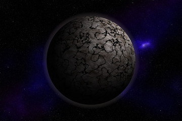 Planet on stars background