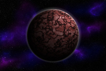 Planet on stars background