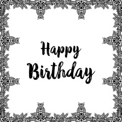 Cute Happy birthday card design with flowers vector