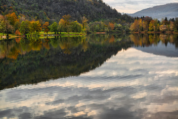 Lake and forest with autumn colors
