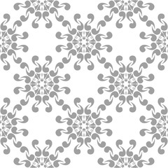 Gray floral pattern on white. Seamless background