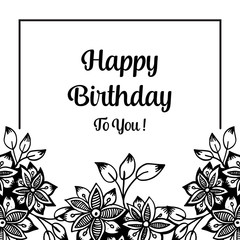Happy birthday card design with floral vector illustration