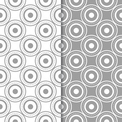 Gray and white geometric prints. Set of seamless patterns