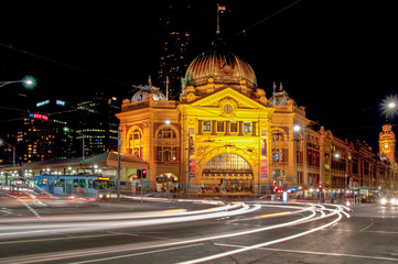 Flinders Street Station at Night - Melbourne, Australia