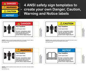 ANSI safety sign template to create your own Danger, Caution, Warning and Notice labels