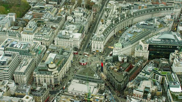Aerial view of Piccadilly Circus London UK