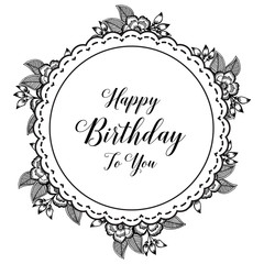 Happy birthday floral frame vector illustration