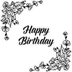 Birthday card with cute flowers vector illustration