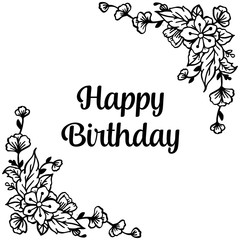 Birthday card with cute flowers vector illustration