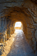 Tunnel in mountain with access to sea