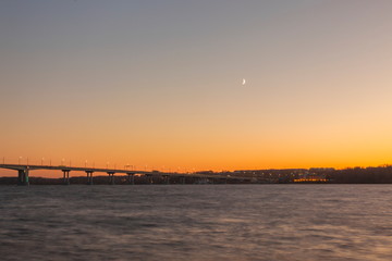 night bridge and Moon