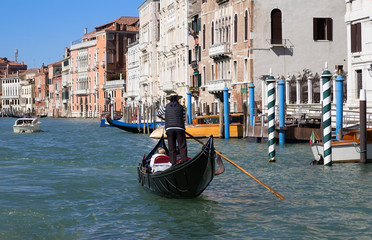 Fototapeta na wymiar Gondola on the Grand Canal in Venice, Italy.