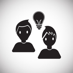 Coworking idea bulb on white background icon