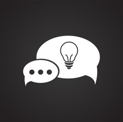 Coworking speech bubble idea on black background icon